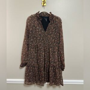 1. State Black Multi Floral Tiered Long Sleeve Dress